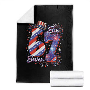 Patriotic Six Seven Throw Blanket Red White And Blue Fireworks Graphic TS12 Black Print Your Wear
