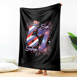 Patriotic Six Seven Throw Blanket Red White And Blue Fireworks Graphic TS12 Print Your Wear