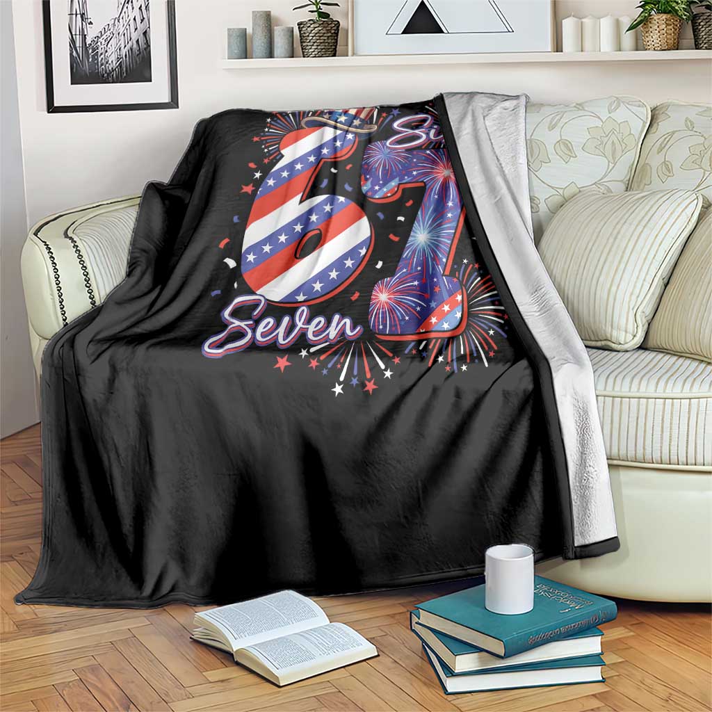 Patriotic Six Seven Throw Blanket Red White And Blue Fireworks Graphic TS12 Print Your Wear