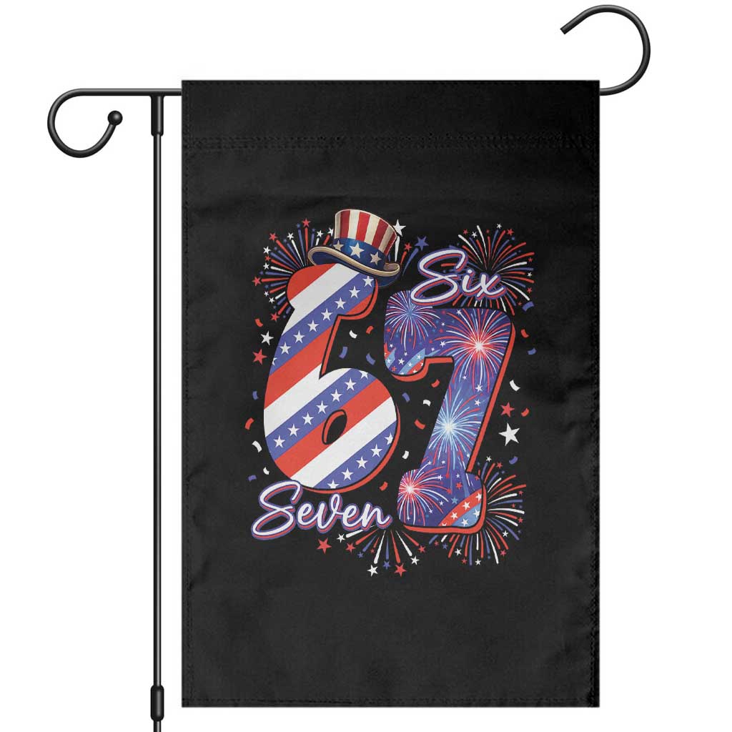 Patriotic Six Seven Garden Flag Red White And Blue Fireworks Graphic TS12 Black Print Your Wear