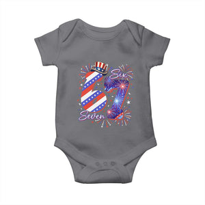 Patriotic Six Seven Baby Onesie Red White And Blue Fireworks Graphic TS12 Charcoal Print Your Wear