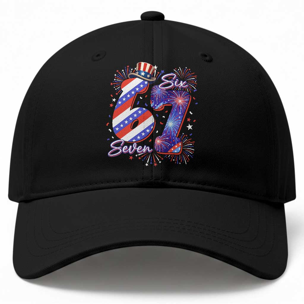 Patriotic Six Seven Baseball Cap Red White And Blue Fireworks Graphic TS12 Print Your Wear