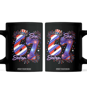 Patriotic Six Seven Coffee Mug Red White And Blue Fireworks Graphic TS12 Black Print Your Wear