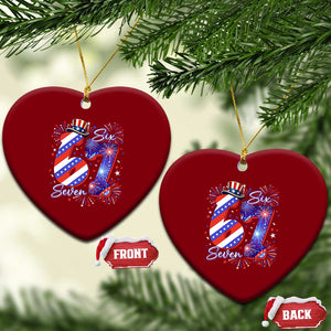Patriotic Six Seven Ceramic Ornament Red White And Blue Fireworks Graphic TS12 Print Your Wear