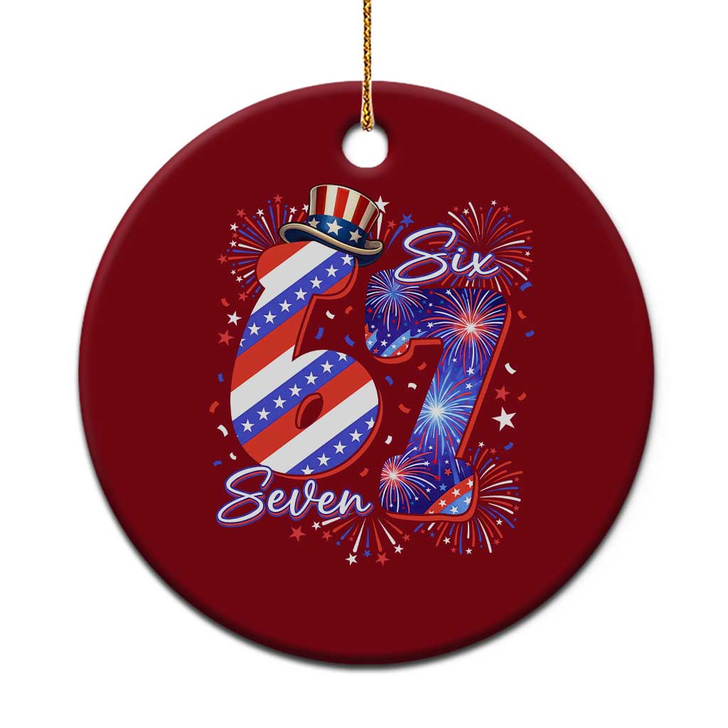 Patriotic Six Seven Ceramic Ornament Red White And Blue Fireworks Graphic TS12 1pc Red Print Your Wear