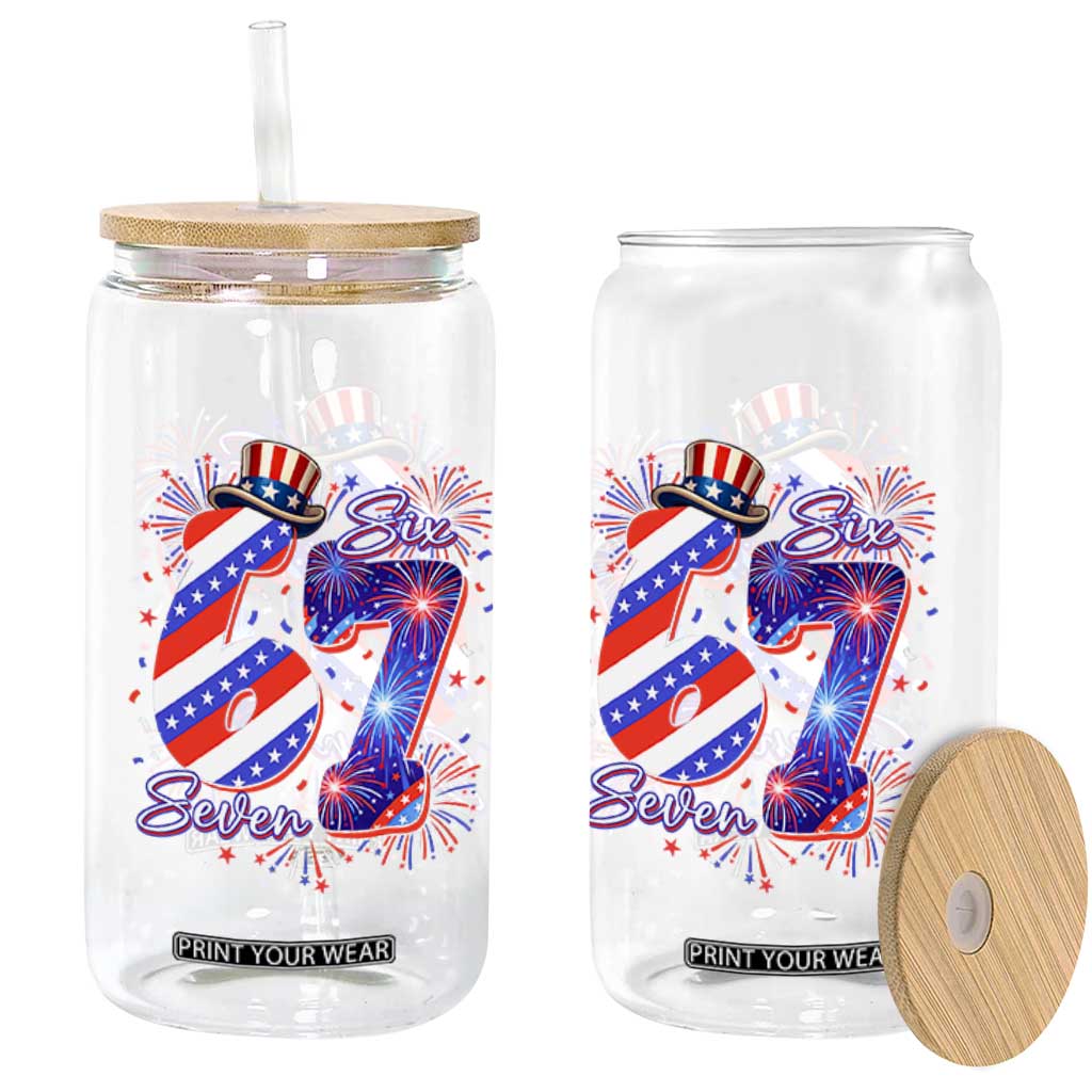 Patriotic Six Seven Glass Can Red White And Blue Fireworks Graphic TS12 Print Your Wear