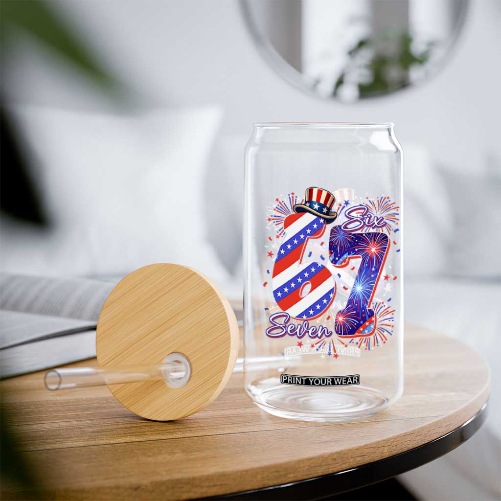 Patriotic Six Seven Glass Can Red White And Blue Fireworks Graphic TS12 Print Your Wear
