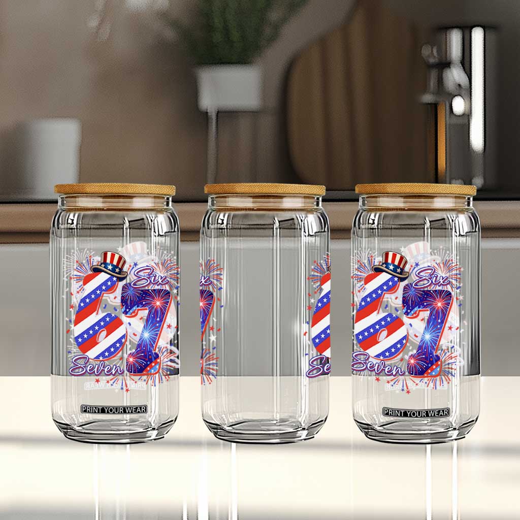 Patriotic Six Seven Glass Can Red White And Blue Fireworks Graphic TS12 Print Your Wear