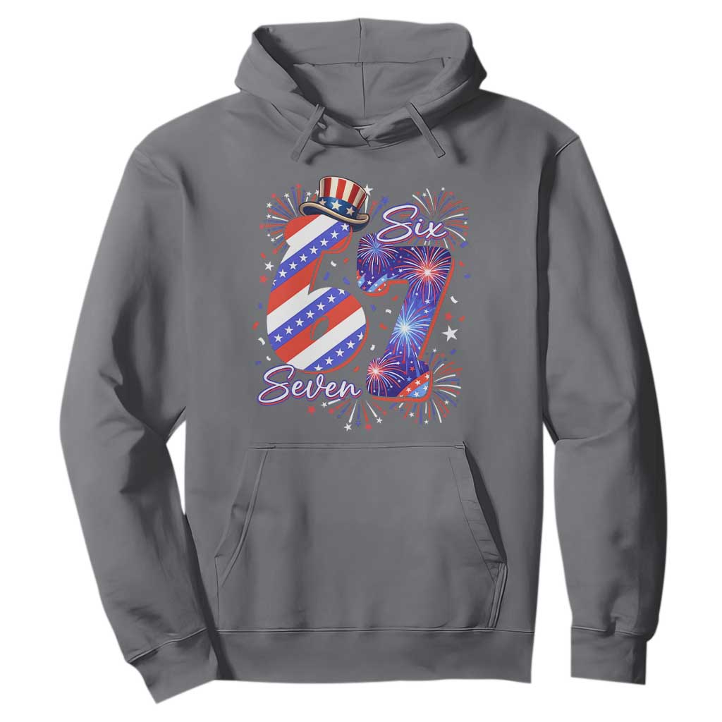 Patriotic Six Seven Hoodie Red White And Blue Fireworks Graphic TS12 Charcoal Print Your Wear