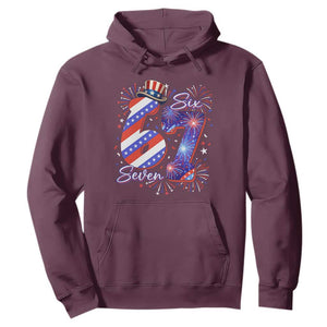 Patriotic Six Seven Hoodie Red White And Blue Fireworks Graphic TS12 Maroon Print Your Wear