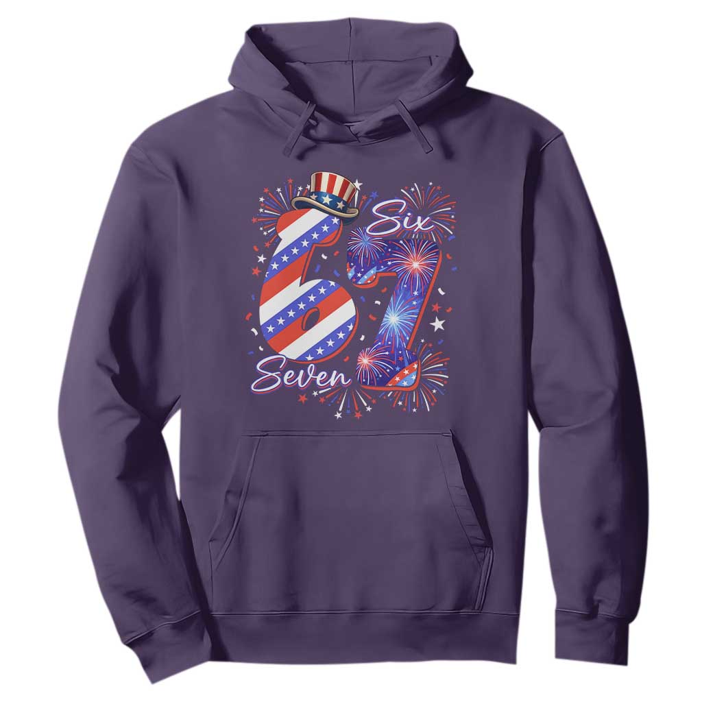 Patriotic Six Seven Hoodie Red White And Blue Fireworks Graphic TS12 Purple Print Your Wear