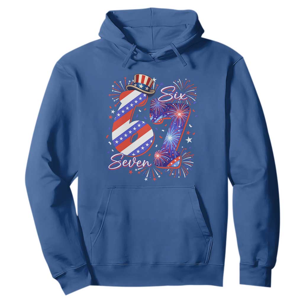 Patriotic Six Seven Hoodie Red White And Blue Fireworks Graphic TS12 Royal Blue Print Your Wear