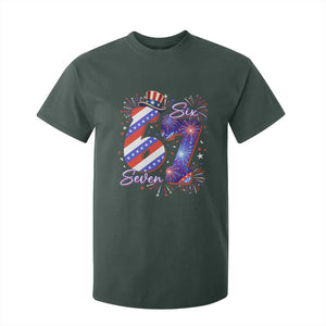 Patriotic Six Seven T Shirt For Kid Red White And Blue Fireworks Graphic TS12 Dark Forest Green Print Your Wear
