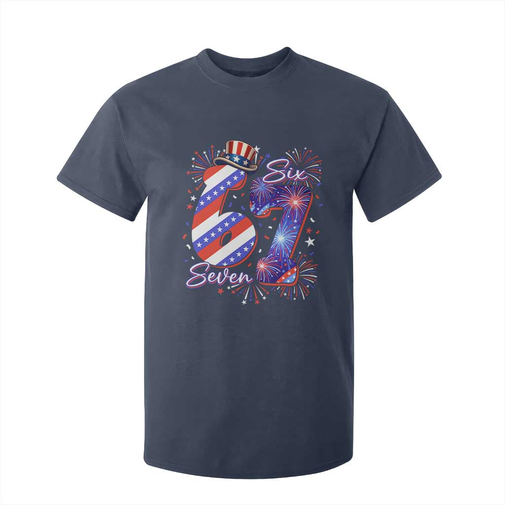 Patriotic Six Seven T Shirt For Kid Red White And Blue Fireworks Graphic TS12 Navy Print Your Wear