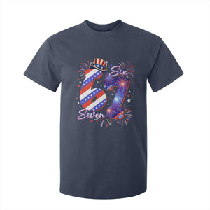 Patriotic Six Seven T Shirt For Kid Red White And Blue Fireworks Graphic TS12 Navy Print Your Wear