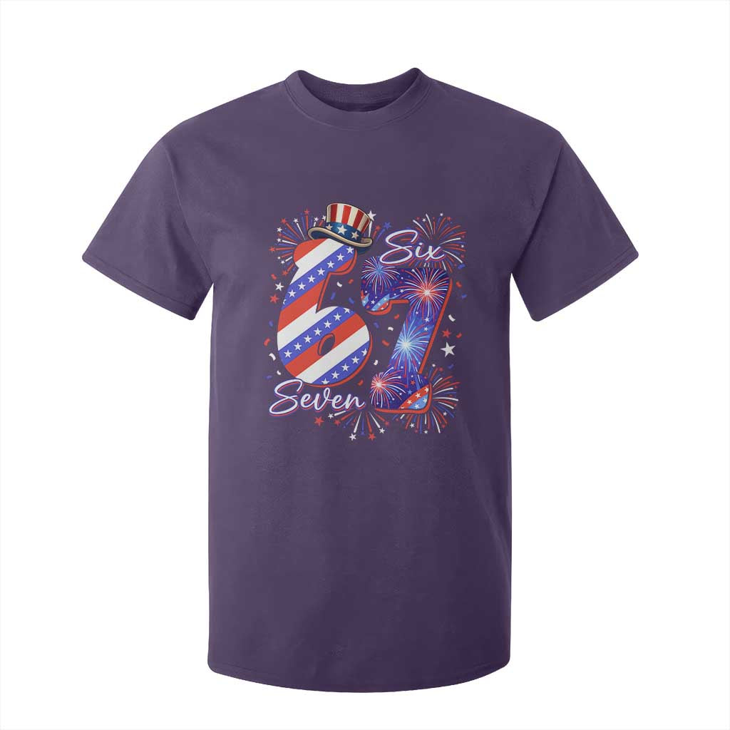 Patriotic Six Seven T Shirt For Kid Red White And Blue Fireworks Graphic TS12 Purple Print Your Wear