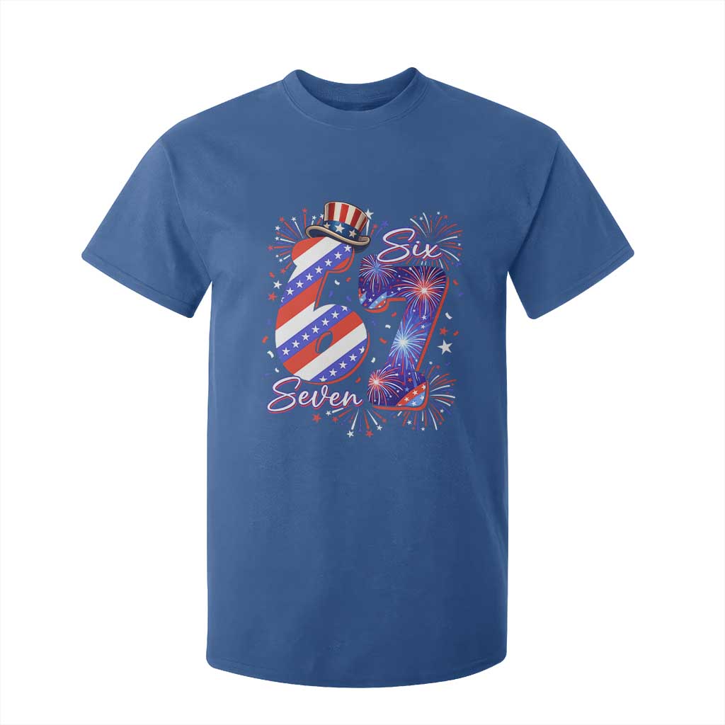 Patriotic Six Seven T Shirt For Kid Red White And Blue Fireworks Graphic TS12 Royal Blue Print Your Wear