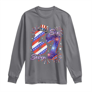 Patriotic Six Seven Long Sleeve Shirt Red White And Blue Fireworks Graphic TS12 Charcoal Print Your Wear