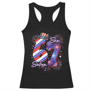 Patriotic Six Seven Racerback Tank Top Red White And Blue Fireworks Graphic TS12 Black Print Your Wear