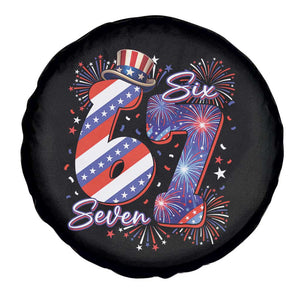 Patriotic Six Seven Spare Tire Cover Red White And Blue Fireworks Graphic TS12 Print Your Wear