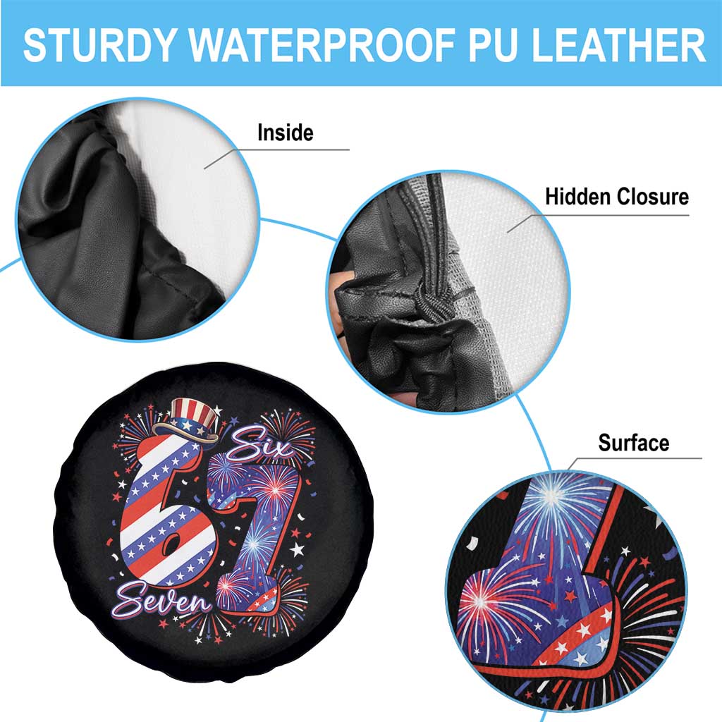 Patriotic Six Seven Spare Tire Cover Red White And Blue Fireworks Graphic TS12 Print Your Wear