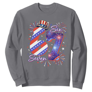 Patriotic Six Seven Sweatshirt Red White And Blue Fireworks Graphic TS12 Charcoal Print Your Wear