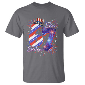 Patriotic Six Seven T Shirt Red White And Blue Fireworks Graphic TS12 Charcoal Print Your Wear