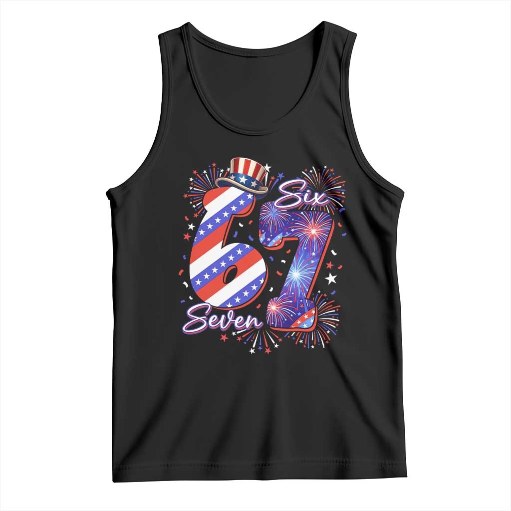Patriotic Six Seven Tank Top Red White And Blue Fireworks Graphic TS12 Black Print Your Wear