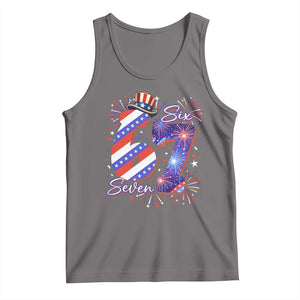 Patriotic Six Seven Tank Top Red White And Blue Fireworks Graphic TS12 Deep Heather Print Your Wear