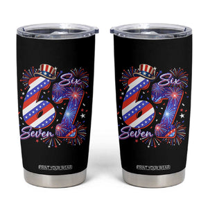 Patriotic Six Seven Tumbler Cup Red White And Blue Fireworks Graphic TS12 Black Print Your Wear