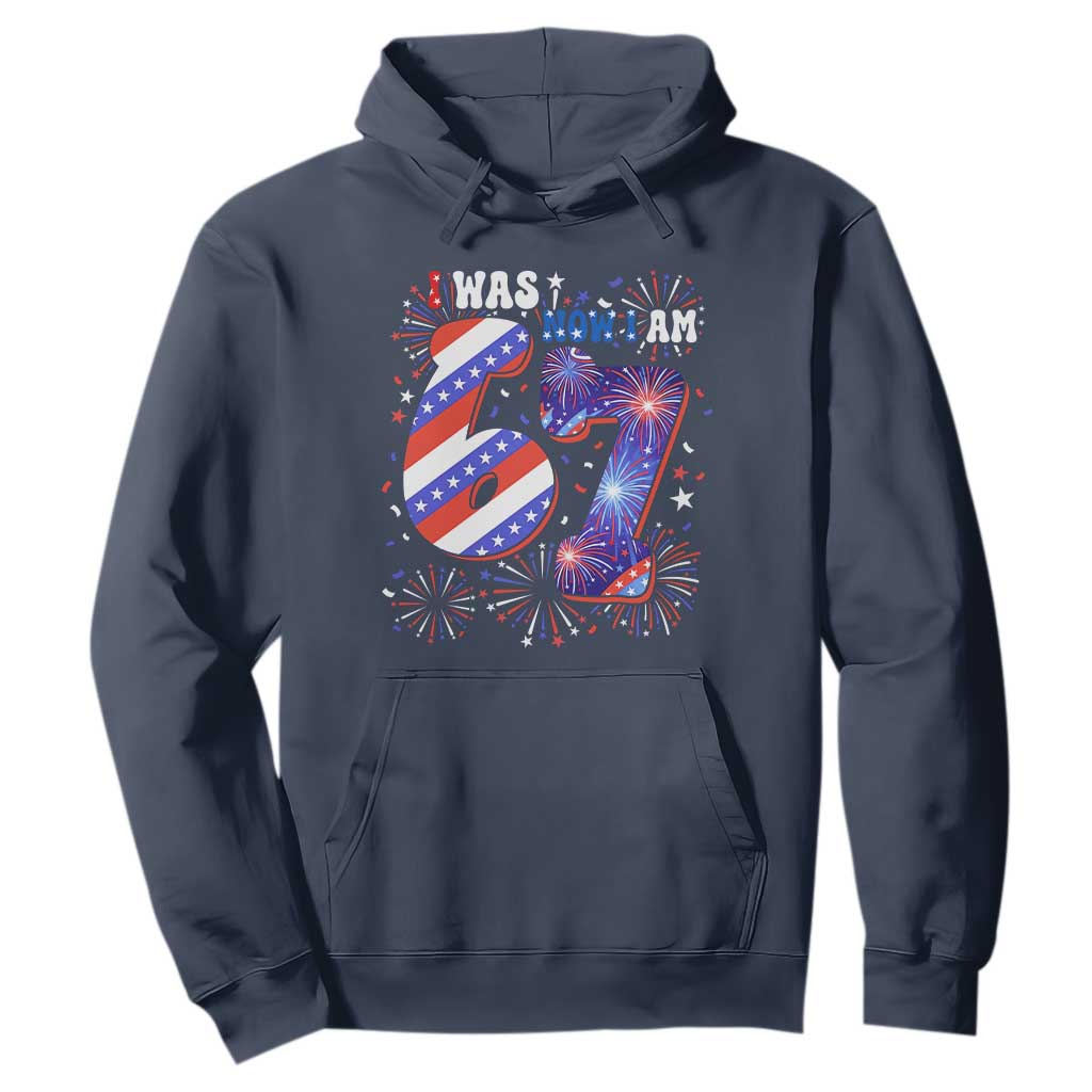 I Was Six Now I Am Seven Hoodie Patriotic 7th Birthday Gift TS12 Navy Print Your Wear