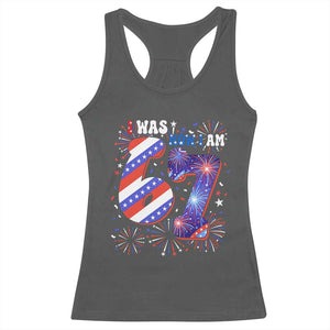 I Was Six Now I Am Seven Racerback Tank Top Patriotic 7th Birthday Gift TS12 Dark Heather Print Your Wear