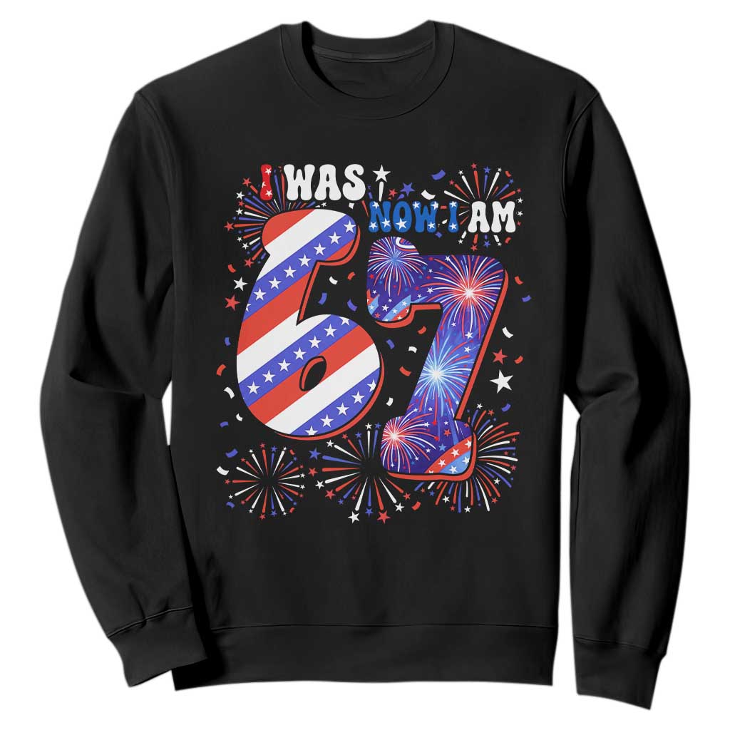 I Was Six Now I Am Seven Sweatshirt Patriotic 7th Birthday Gift TS12 Black Print Your Wear