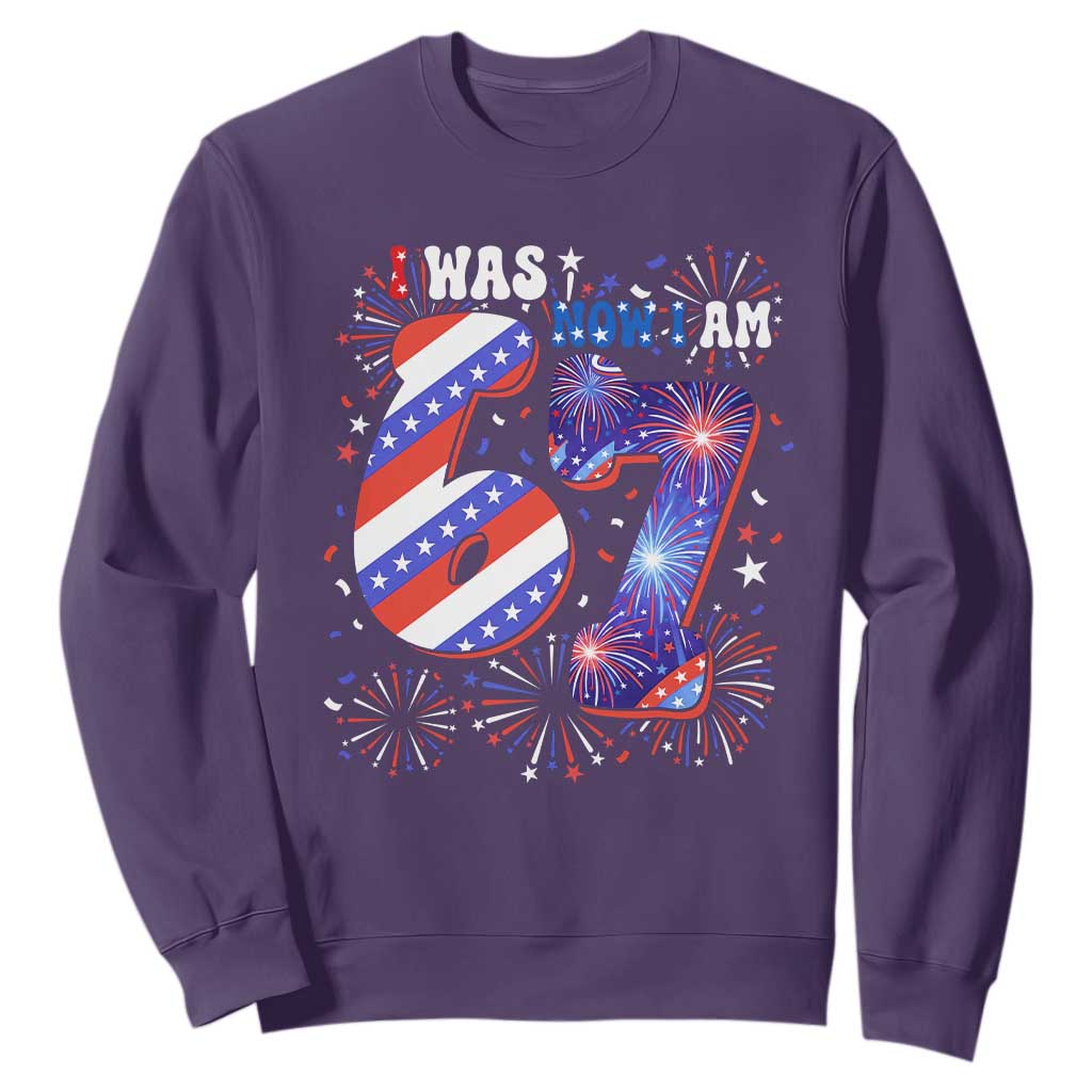 I Was Six Now I Am Seven Sweatshirt Patriotic 7th Birthday Gift TS12 Purple Print Your Wear