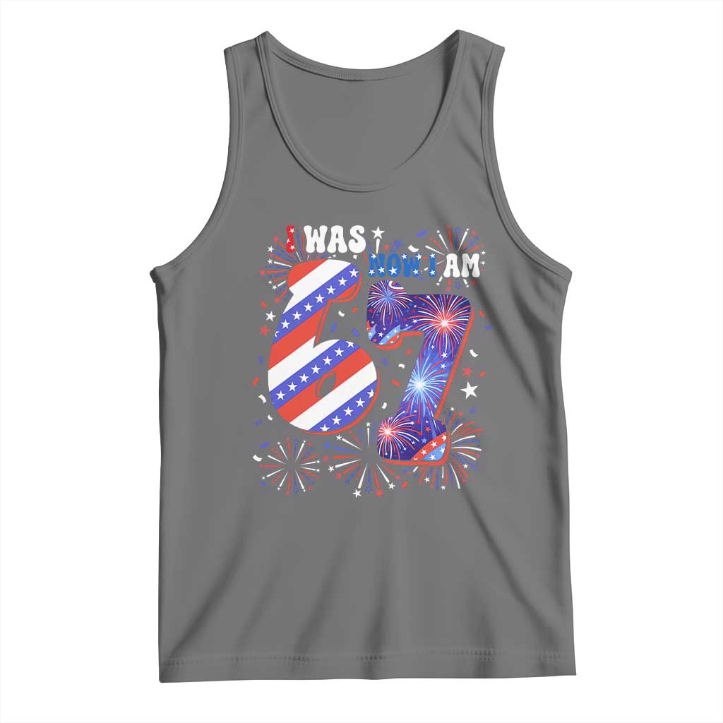 I Was Six Now I Am Seven Tank Top Patriotic 7th Birthday Gift TS12 Black Heather Print Your Wear