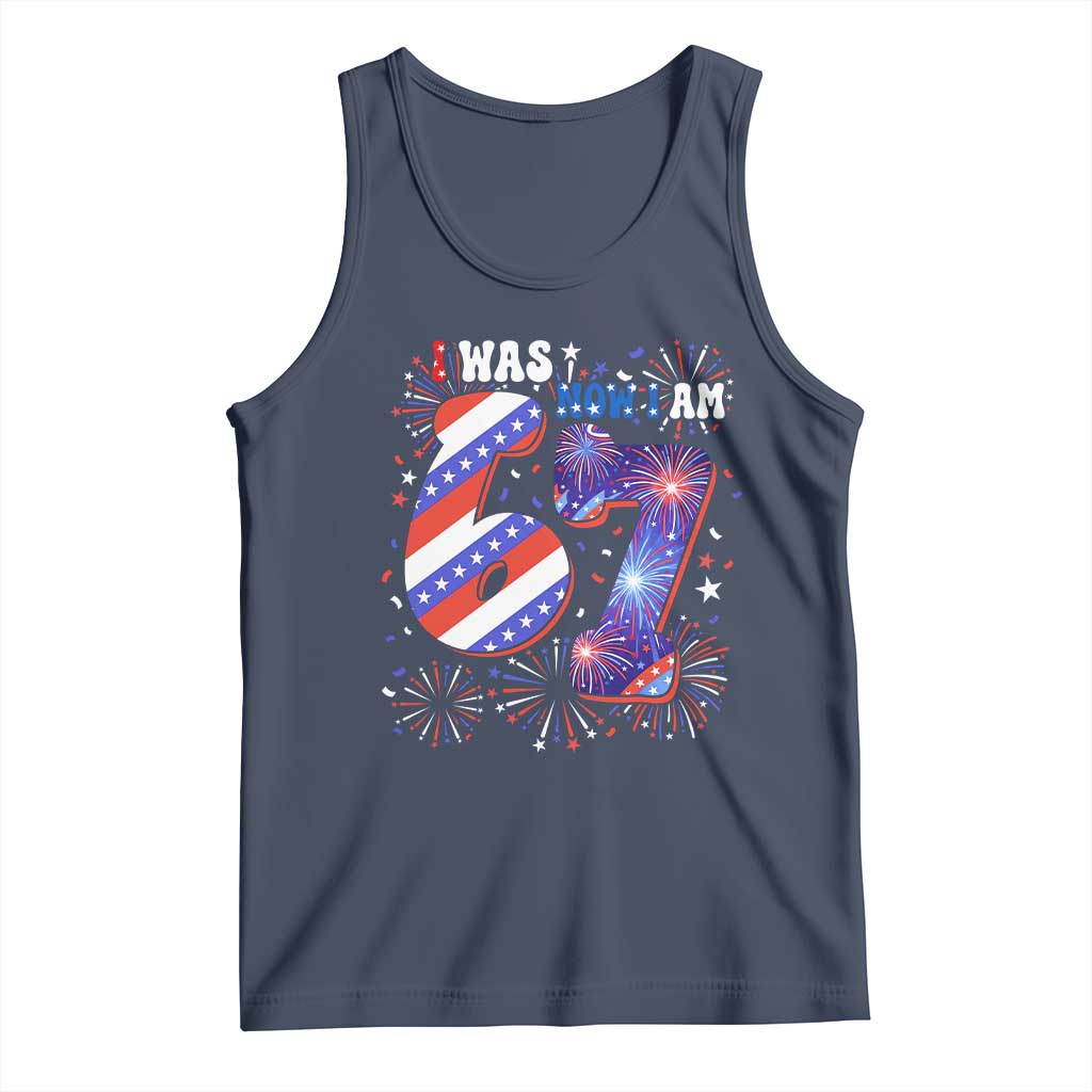 I Was Six Now I Am Seven Tank Top Patriotic 7th Birthday Gift TS12 Navy Print Your Wear