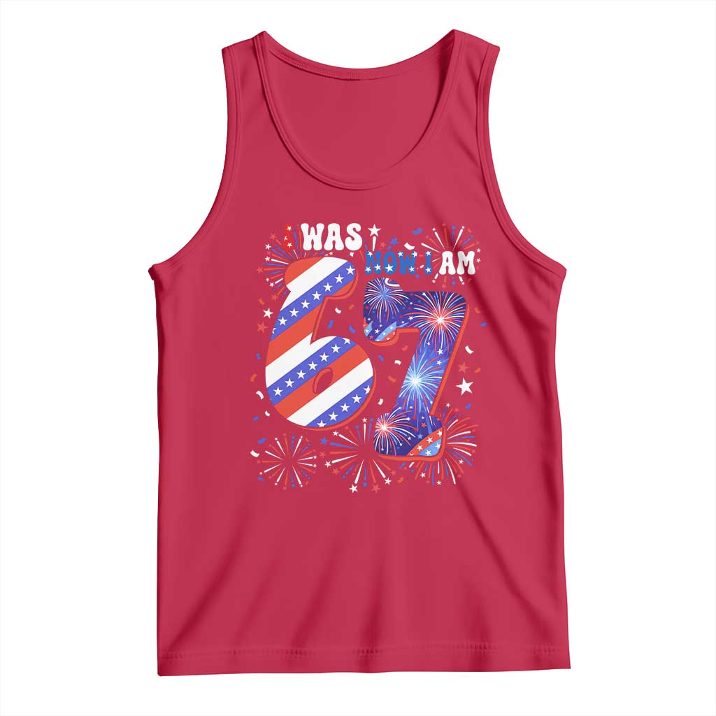 I Was Six Now I Am Seven Tank Top Patriotic 7th Birthday Gift TS12 Red Print Your Wear