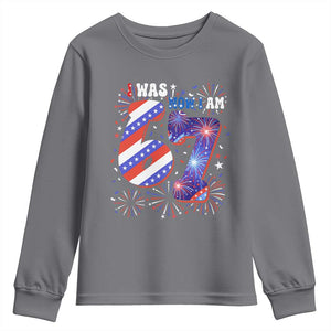 I Was Six Now I Am Seven Youth Sweatshirt Patriotic 7th Birthday Gift TS12 Charcoal Print Your Wear