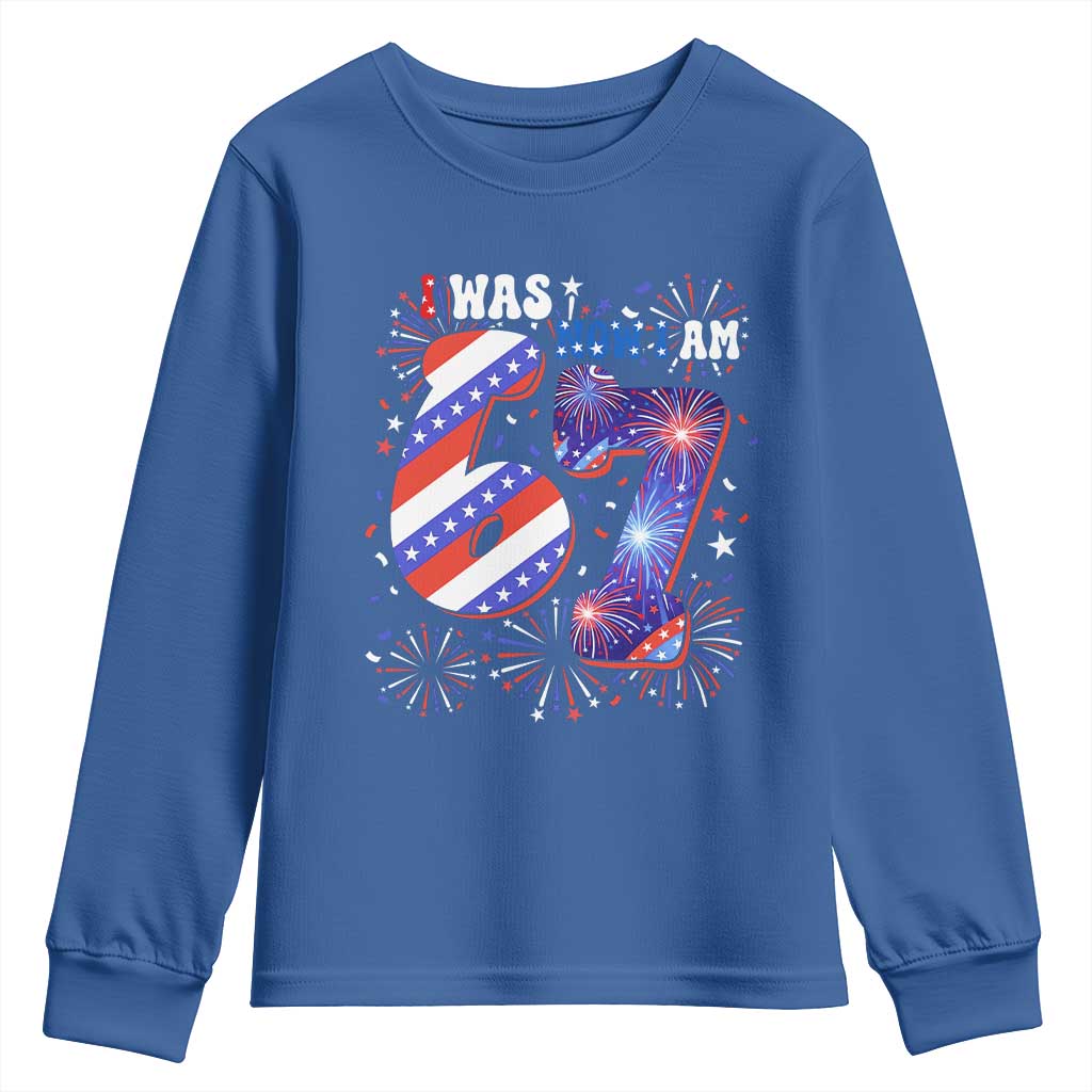 I Was Six Now I Am Seven Youth Sweatshirt Patriotic 7th Birthday Gift TS12 Royal Blue Print Your Wear