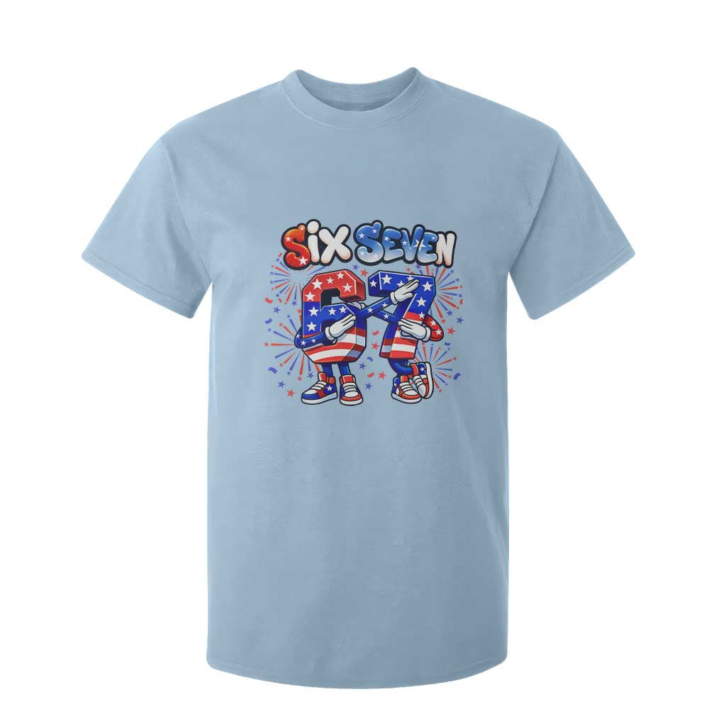Funny Six Seven Dabbing T Shirt For Kid Patriotic American Pride Gift TS12 Light Blue Print Your Wear
