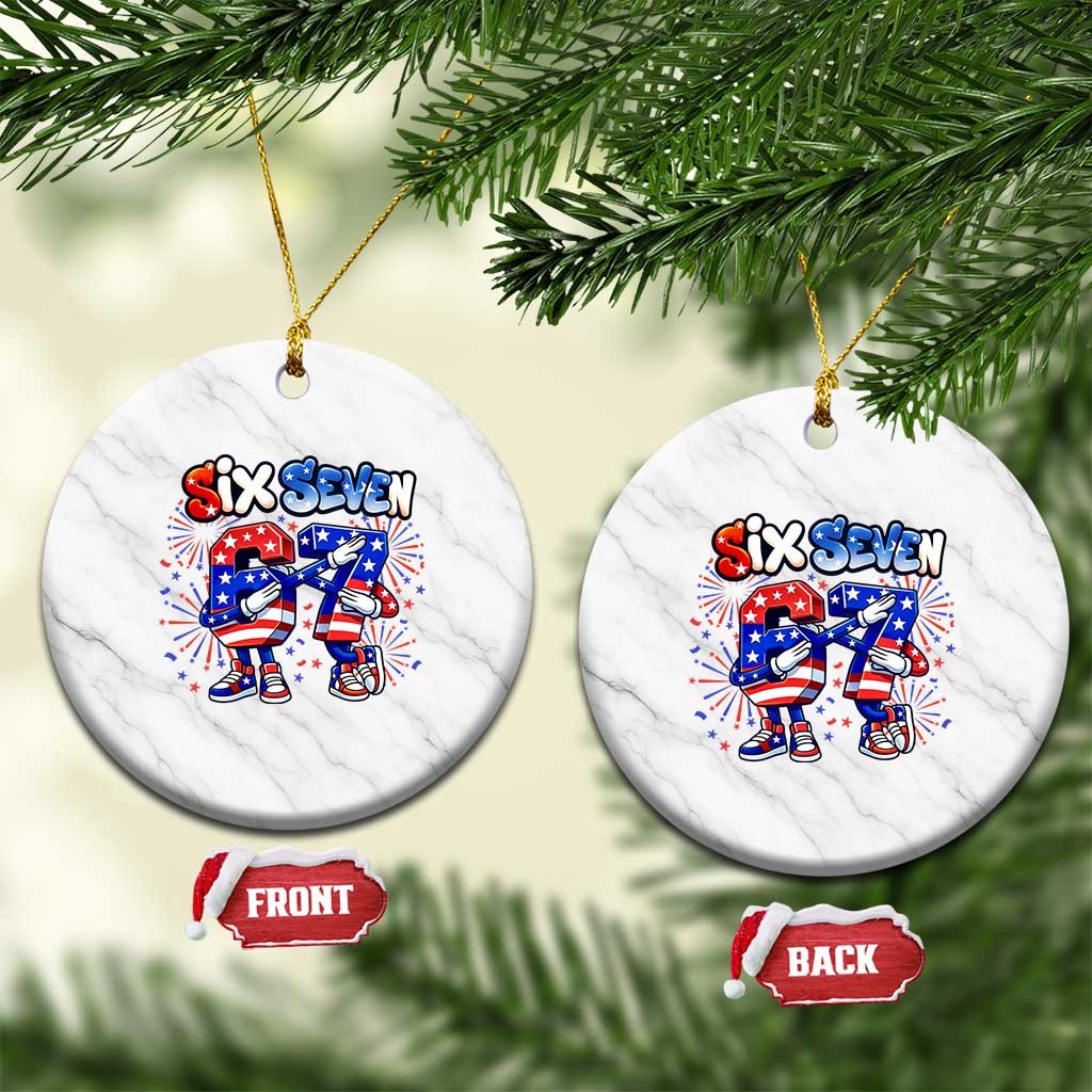 Funny Six Seven Dabbing Ceramic Ornament Patriotic American Pride Gift TS12 1pc White Marble Print Your Wear