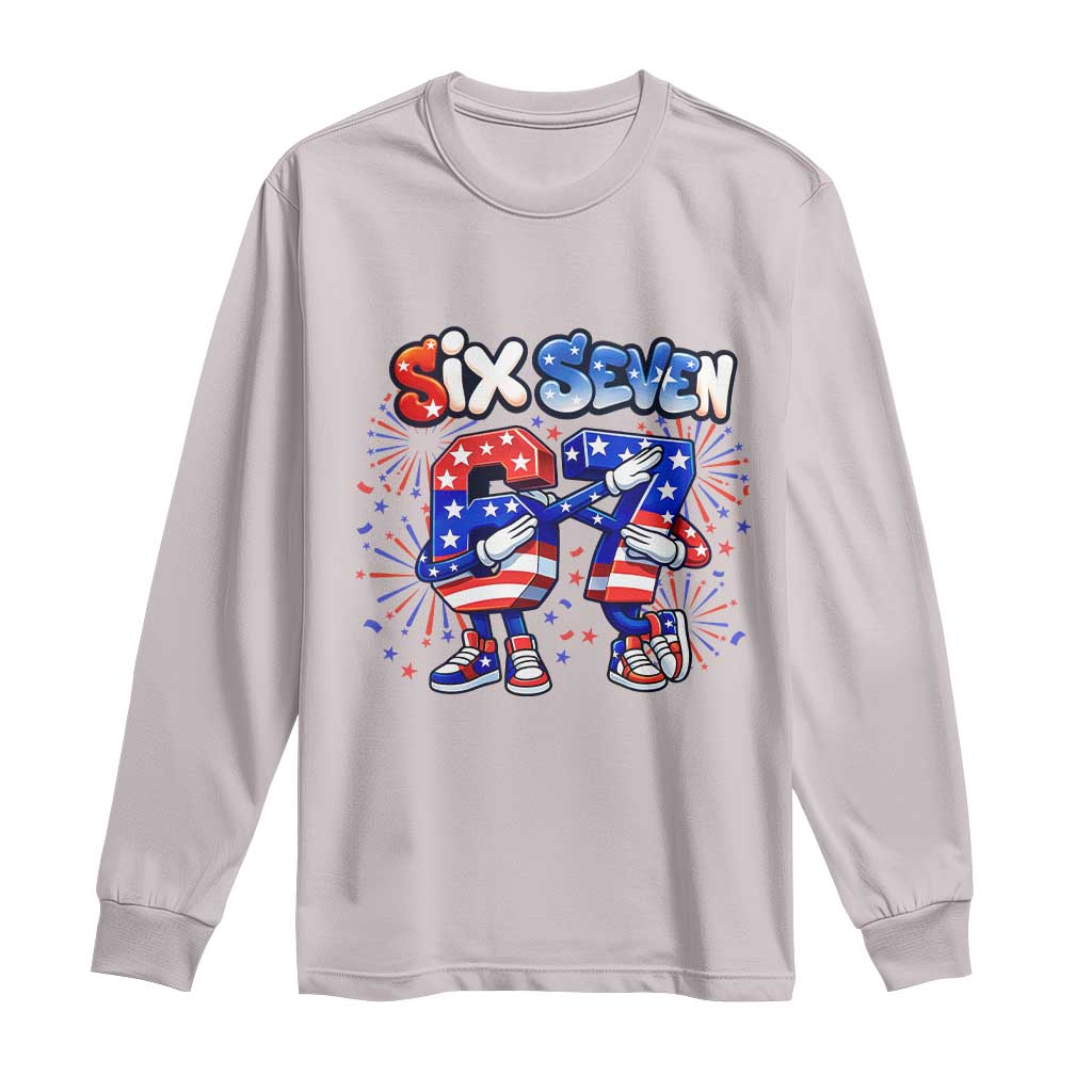 Funny Six Seven Dabbing Long Sleeve Shirt Patriotic American Pride Gift TS12 Ice Gray Print Your Wear