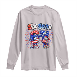 Funny Six Seven Dabbing Long Sleeve Shirt Patriotic American Pride Gift TS12 Ice Gray Print Your Wear