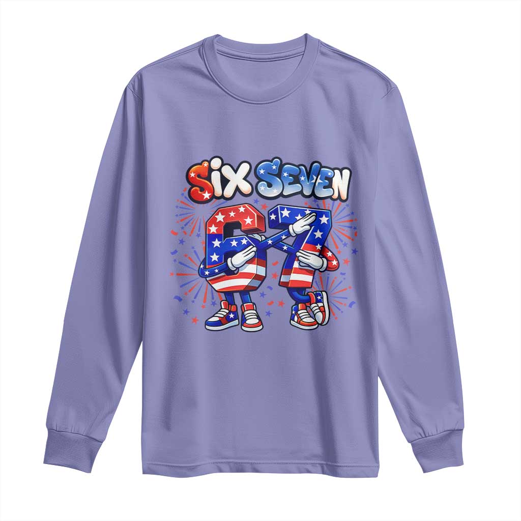 Funny Six Seven Dabbing Long Sleeve Shirt Patriotic American Pride Gift TS12 Violet Print Your Wear