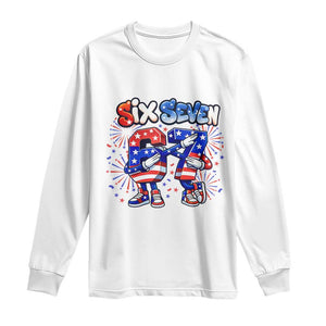 Funny Six Seven Dabbing Long Sleeve Shirt Patriotic American Pride Gift TS12 White Print Your Wear