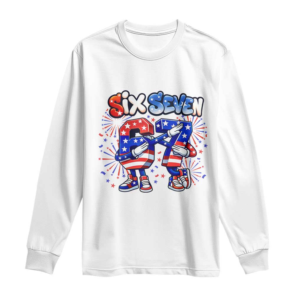 Funny Six Seven Dabbing Long Sleeve Shirt Patriotic American Pride Gift TS12 White Print Your Wear