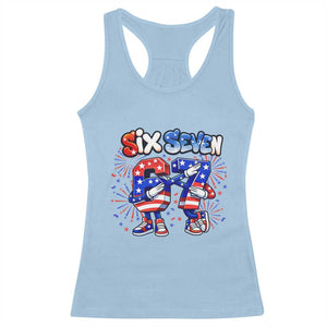 Funny Six Seven Dabbing Racerback Tank Top Patriotic American Pride Gift TS12 Light Blue Print Your Wear