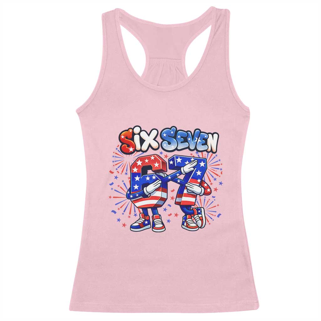 Funny Six Seven Dabbing Racerback Tank Top Patriotic American Pride Gift TS12 Light Pink Print Your Wear