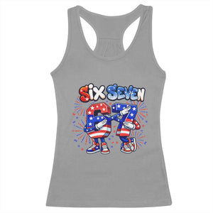 Funny Six Seven Dabbing Racerback Tank Top Patriotic American Pride Gift TS12 Sport Gray Print Your Wear