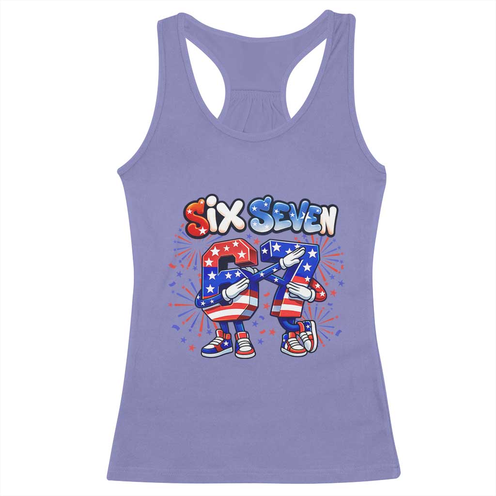 Funny Six Seven Dabbing Racerback Tank Top Patriotic American Pride Gift TS12 Violet Print Your Wear